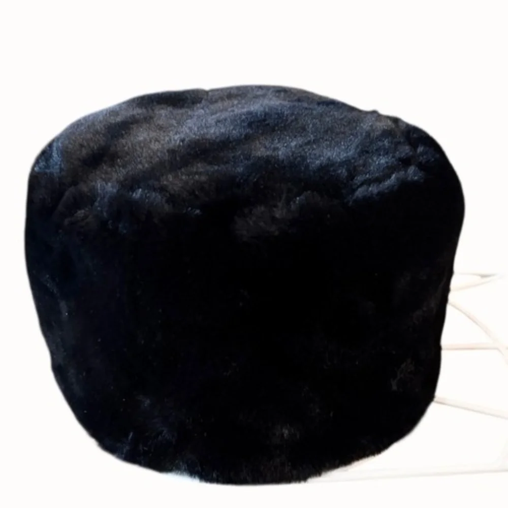 Womens Faux Fur Black Bucket Hat One‎ Size Fits All